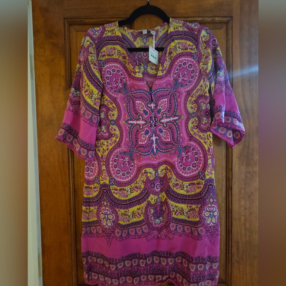 Calypso St. Barth Pink and Yellow Paisley Dress